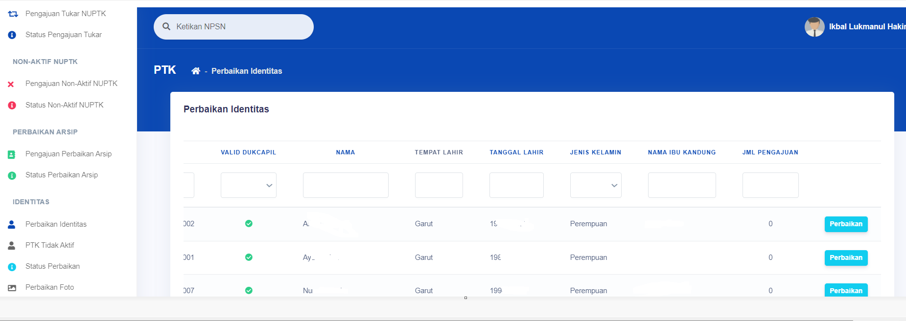 Perbaikan Identitas